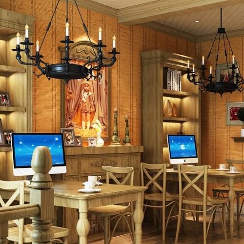 Southeast Asian style wallpaper classic straw bamboo mat texture vertical striped wallpaper restaurant background Beibehang