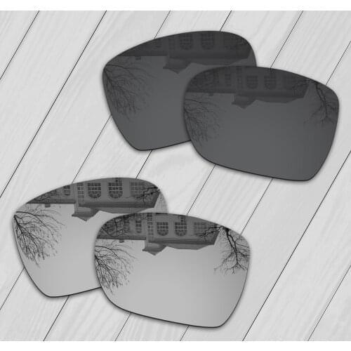 E.O.S 2 Pairs Black & Silver Polarized Replacement Lenses for Oakley Dispatch 1 OO9090 Sunglasses