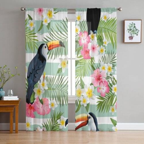 Animal Bird Tropical Flower Modern Tulle Curtains for Living Room Bedroom Home Kitchen Window Sheer Curtains