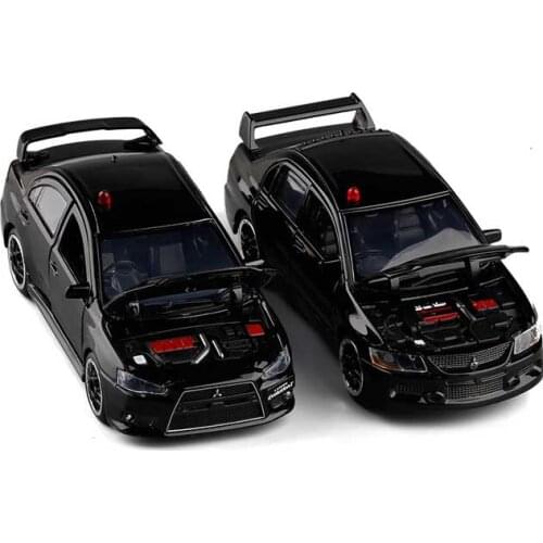 1:32 high simulation Mitsubishi EVO Lancer 9 plain clothes police car realistic siren alloy car model sound and light car toy