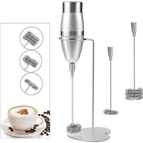 Stainless Steel Electric Milk Frother Handheld Blender Foam Coffee Maker with Spring Whisk Head Cappuccino Maker Kitchen Tools