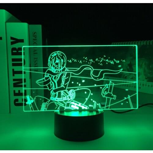 Attack on Titan Anime LED Light Mikasa Ackerman for Bedroom Decor Night Light Kid Birthday Gift Manga 3D Lamp
