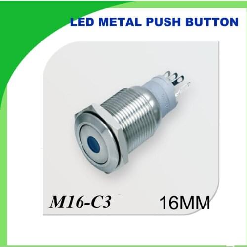 1 PCS 16mm LED push button switch hight dot illuminated self-locking