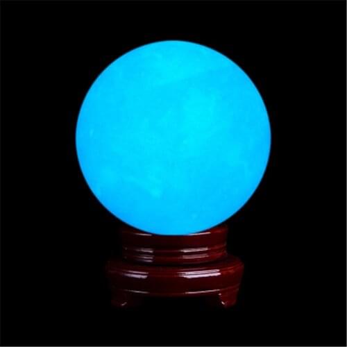 Amazing Fluorescent BallBlue Luminous Glowing Stone Quartz Crystal Sphere Bedroom Decoration Ball Glow Stone a Best Gift