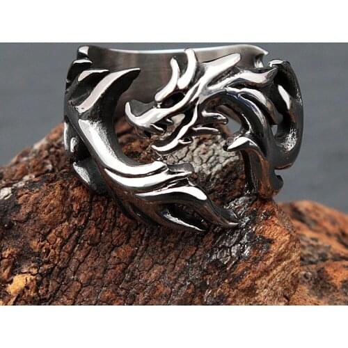 Vintage Hollow Out Fire Dragon Ring Men Women 316L Stainless Steel Norse Viking Ring Male Punk Biker Jewelry Gift Dropshipping