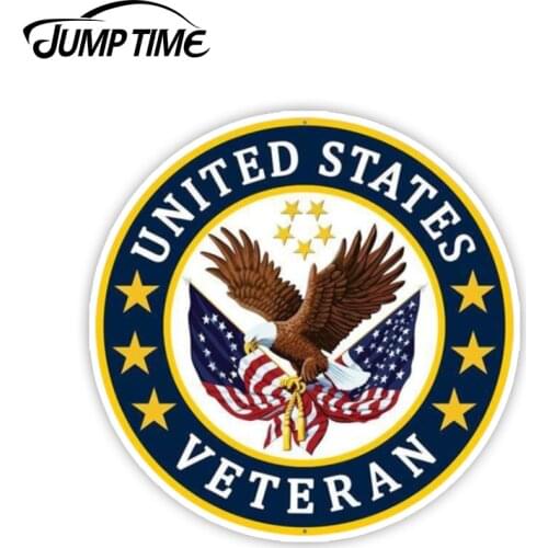 Jump Time 13cm x 13cm Round Military Sign Veteran Eagle Military signs Vinyl Decal Parts Funny Window Bumper Car Accessories