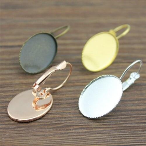 10pcs 8 Colors Fit 10x14/13x18/18x25mm Oval Glass Cabochon Copper Material Sawtooth Edge French Lever Back Earrings Base Bezels