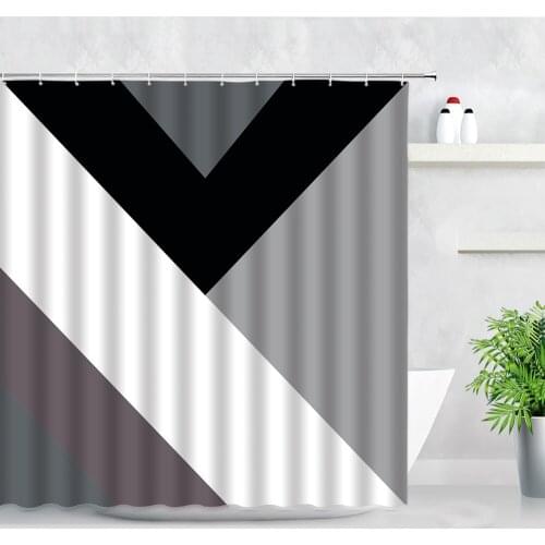 Creative Geometric Shower Curtains Black White Gray Modern Simple Men Home Decor Waterproof Fabric Bathroom Curtain With Hooks