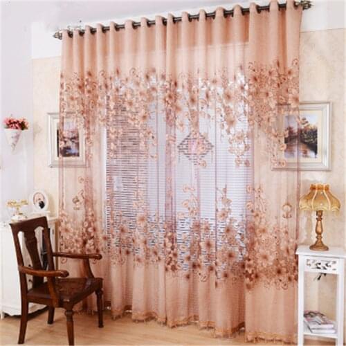 Morning Glory Jacquard Transparent Window Curtain for Living Room Hot Sale Bedroom Curtain Screen One Piece