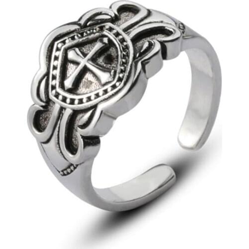 High-Quality Cross Silver Color Open Ring Elegant Female Index Finger Ring Women Retro Jewelry