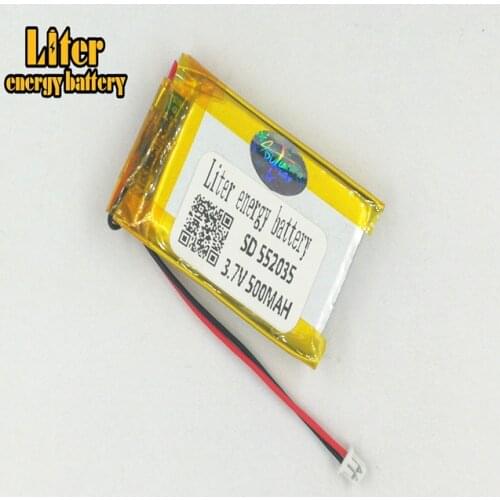 1.25MM 2pin connector 3.7V 552035 500mah Lithium polymer battery rechargeable lipo battery for MP3 MP4 MP5 small toys