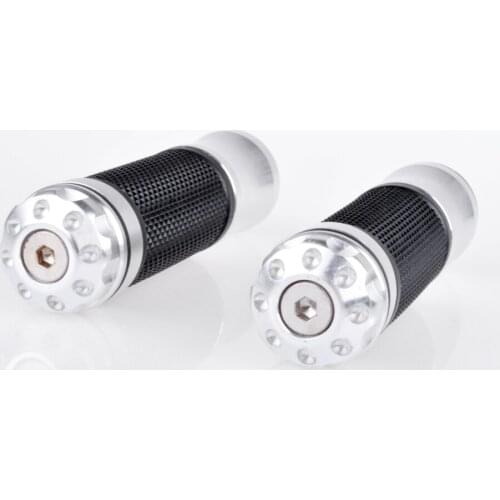 1 Pair Silver Motorcycle Dirt Bike ATV 7/8" Handlebar Rubber Gel Hand Grips W/ Bar End For Honda Yamaha Suzuki Kawasaki Bmw Atv