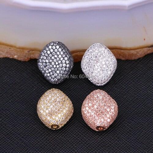 10PCS ZYZ183-9742 Metal Cubic Zirconia Square Shape Spacer Beads, CZ Micro Pave Jewelry Fits Charm Bracelet Making