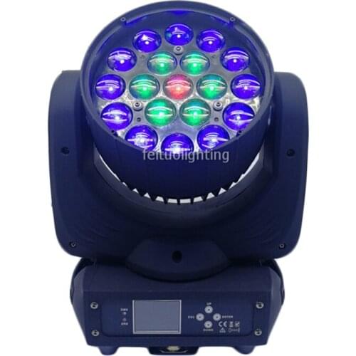 12pcs/lot Hot Selling Circle Control 19x15W RGBW 4in1 LED Zoom Wash Moving Head Light for DJ Stage Disco
