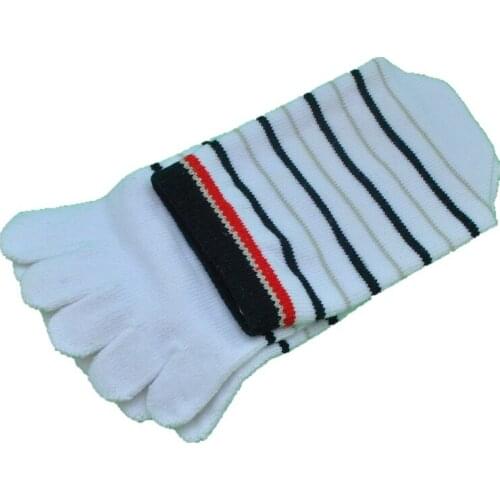 3 Pairs Cotton Striped Casual Socks Toe Socks Mens Socks