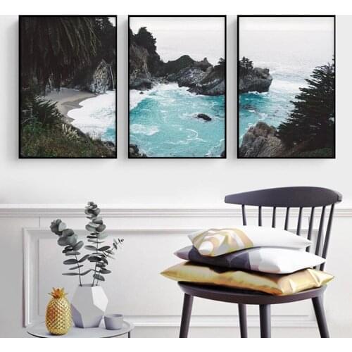 3 Pieces Seascape Scadinavian Canvas Wall Art Modern Home Decor Posters On The Wall Paintings for Interior Frameless