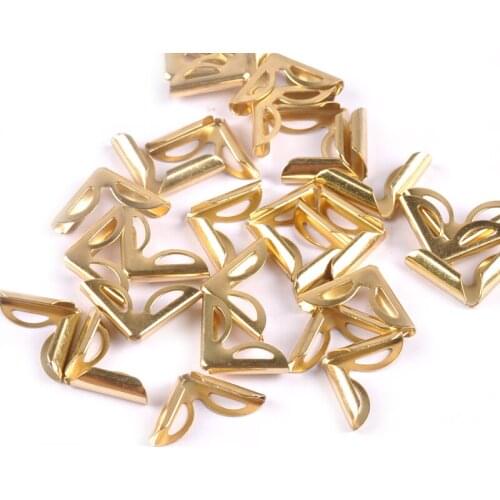 50pcs Golden Plating Metal Corners Books Scrapbooking Accessories Albums Folders Photo Corner Protector Crafts 16x16x2mm C0332