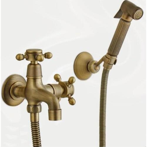Antique Bronze Bidet toilet seat sprayer gun Hygienic Shower set Portable bidet faucet with brass shower holder 1.5m hose