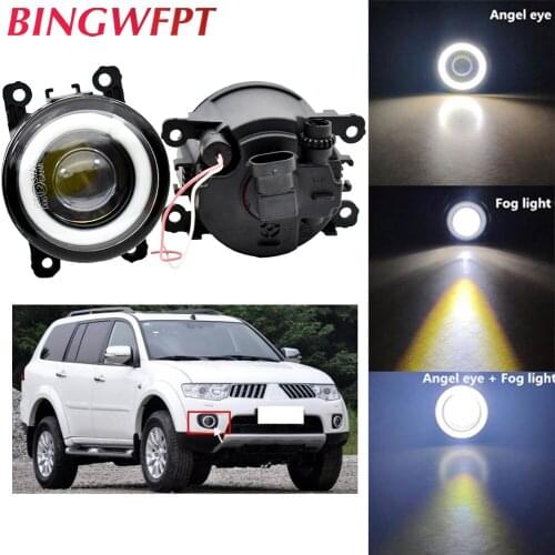 BINGWFPT For Misubishi Pajero Montero Sport 2008-2014 Car styling Angel Eyes front bumper H11 LED fog Lights