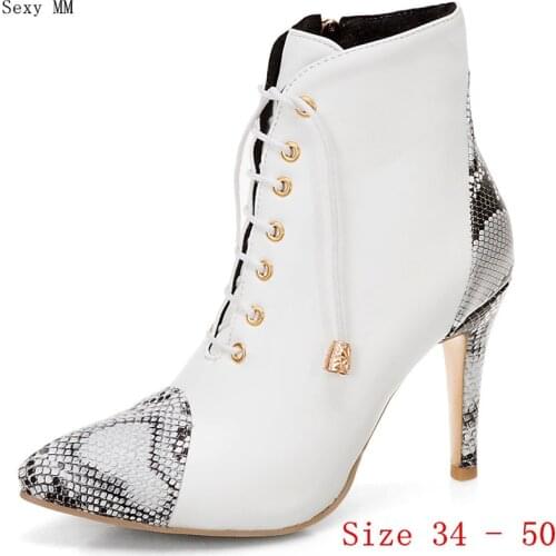 Spring Autumn High Heel Women Ankle Boots Woman Short Boots High Heel Shoes Plus Size 34 - 40 41 42 43 44 45 46 47 48 49 50