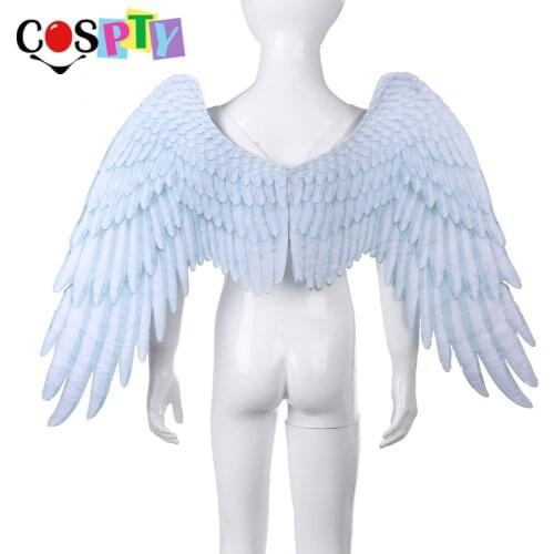 Cospty Carnival Cool Decoration Engelenvleugels Children Kids Halloween Party Cosplay Costume White and Black Angel Wings