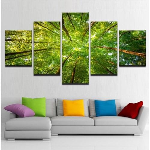 Diy diamond painting cross stitch full square/round embroidery 5pcs Green Sunshine Woods Trees Paintings Modular Living War art