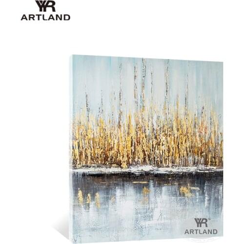 Europe and America style Modern abstract Handmade oil painting on canvas lakeside landscpae wall art picture for living room