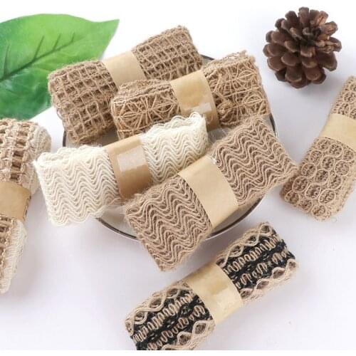 2M Natural Jute Burlap Ribbon DIY Handmade retro woven twine rope gift wrapping party wedding bottle crafts decoration supplies
