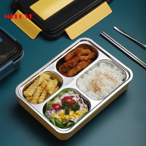 304 Stainless Steel Insulated Lunch Box For Student Office Worker Lunch Box Tableware Breakfast Boxes Food Container Storage