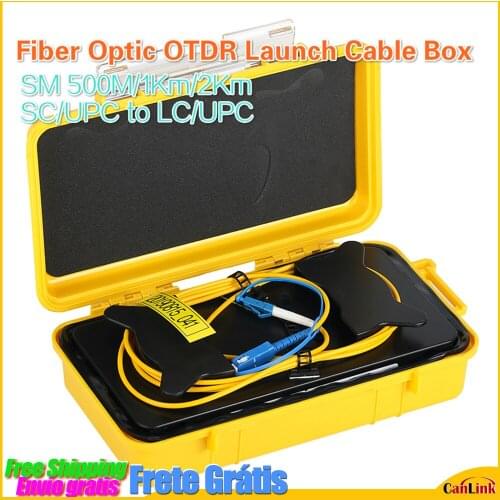 OTDR Launch Cable Box SM 500m/1km/2km SC/UPC to LC/UPC OTDR Dead Zone Eliminator,Fiber Rings Toolkit