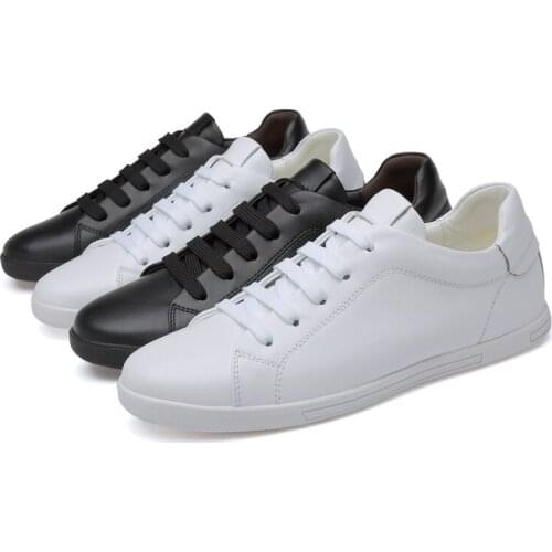 White Fashion Sneakers Men Shoes Genuine Leather Men Flats Simple Men Casual Shoes