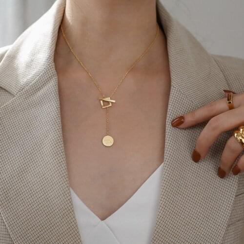 YUN RUO Good Luck Pendant Necklace Yellow Gold Color 316 L Titanium Steel Jewelry Stainless Steel Woman Birthday Gift Never Fade