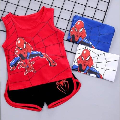 Summer Childrens Suit Boys' Cartoon Vest Shorts Childrens Clothing Childrens Casual Sports Clothes Childrens Shirt Set
