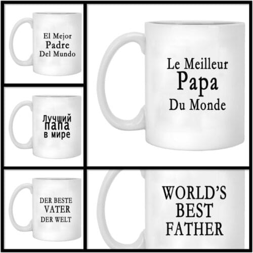 The Worlds Best Father 350ml French Spanish German Russian Italian Ceramic Creative Tea Cup Coffee Mugs Friends Gift