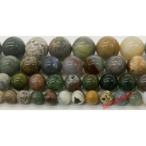Natural Stone New AAAAA+ Quality Ocean Jaspers Round Beads 15" Strand 6 8 10 12MM Pick Size For Jewelry Making