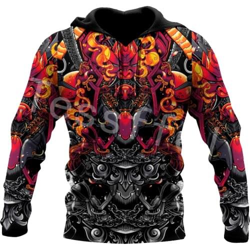 Tessffel Japan Samurai Tattoo 3D Printed New Mens Sweatshirt Harajuku Zipper Hoodie Casual Unisex Jacket Pullover Style-C1