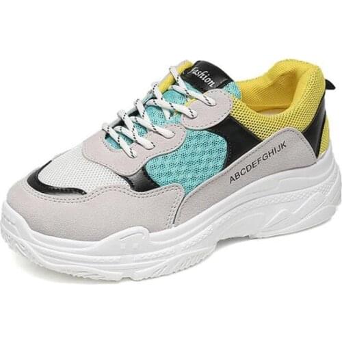 2020 New Hot Spring Korean Fashion Color Matching Wild Mesh Breathable Wear-resistant Thick Bottom Womens Sports Shoes