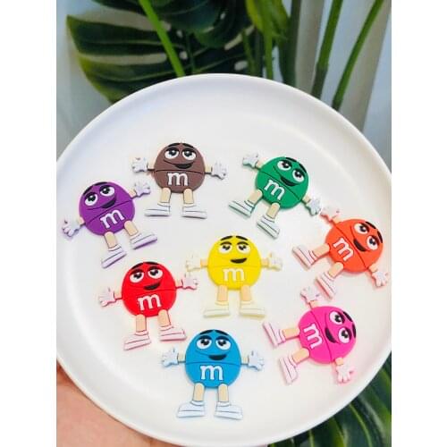 Wholesale 8PCS/Set Mix M&M Peanut Chocolate PVC Craft Flat Back DIY Kids Lovely Decorations Embellishments Charms Scrapbook