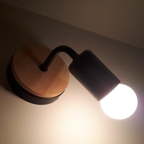 OuXean Wooden Wall Lamp Vintage Sconce Wall Lights Fixture E27 Bedside Retro Lamp Industrial Decor Free Shipping