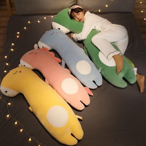 60-120cm Kawaii Long Unicorn Pillow Cartoon Animals Dinosaur Hippo Giraffe Plush Toys Soft Pillows Sleep Doll Toys for Girls