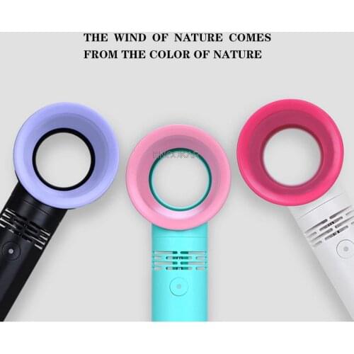 Portable Fan USB Rechargeable Portable Bladeless Fan Handheld Mini Cooler No Leaf Handy Fan With 3 Fan Speed Level LED Indicator