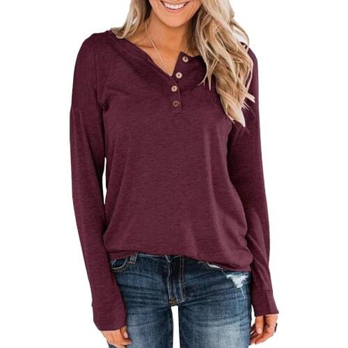 Casual Shirts Tops Women Solid Color Buttons Loose T-shirt Tops for Autumn Modern Female Clothing Top Shirts Plus Size 5 Color