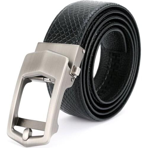 Automatic Buckle Men Leather Belt NEW Leather Belts for Mens Ratchet Dress Belt Black Brown with Automatic Buckle width:3.5cm