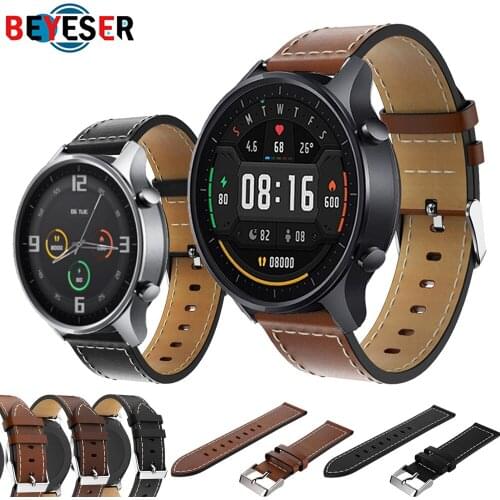 22mm Watch Strap For Xiaomi Watch Color MI Smart Watch Color Genuine Leather Band Bracelet Replacement Watchbands Accessories