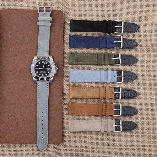 Watch Band Genuine Leather straps 18mm 20mm 14mm 16mm 22mm woman watch accessories men High Quality gray/yellow/red Watchbands