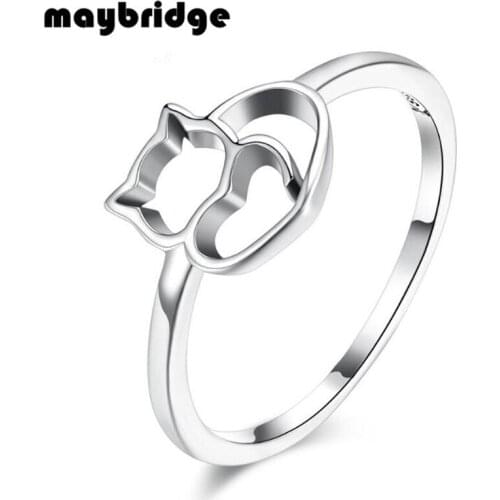 RM035 Lovely Women Ring Cute Animal Cat Love Finger Ring For Women Girl Silver Plated Jewelry Wholesale