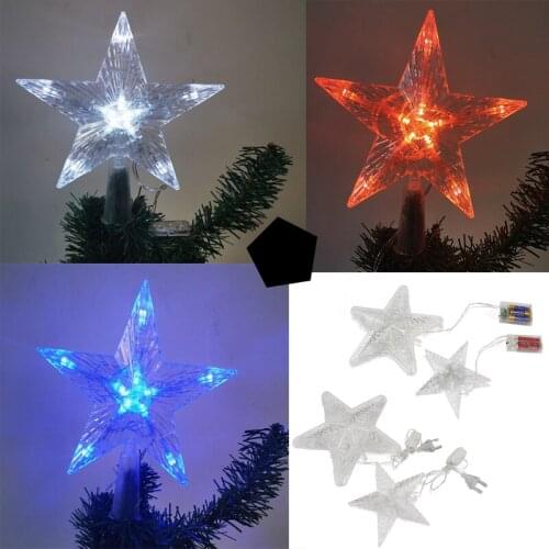Xmas LED Star Light 15*15/20*20CM Five-pointed Lamp for Home Party Christmas Tree Top New Year Wedding Fairy Desktop Gift Decor