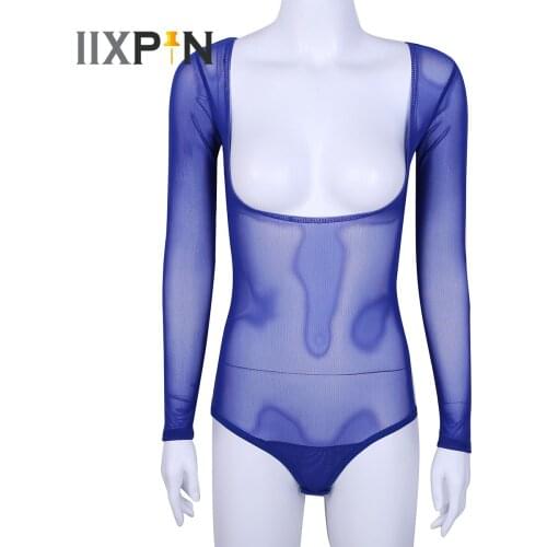 Sexy Underwear Womens Mesh See Through Sheer Bust Opened High Cut Thong Leotard Erotic Bodysuit Bottoming Belly Dance Bodysuit