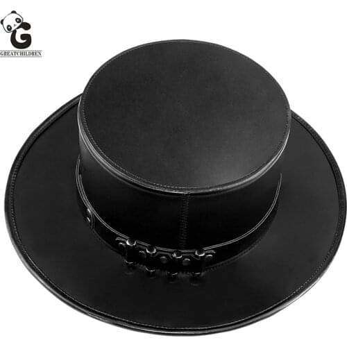Plague Doctor Adult Steam Punk Top Hat Flat Gentleman Magic Prom Woman Formal Hat Retro Faux Leather Halloween Industrial