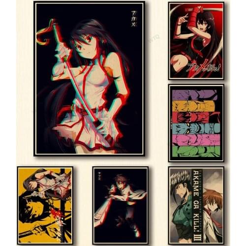WTQ Canvas Painting Anime Posters Akame Ga KILL! Retro Poster Wall Decor Wall Art Picture for Living Room Decoration Home Deco